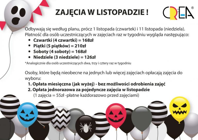 ZAJECIA W LISTOPADZIE !