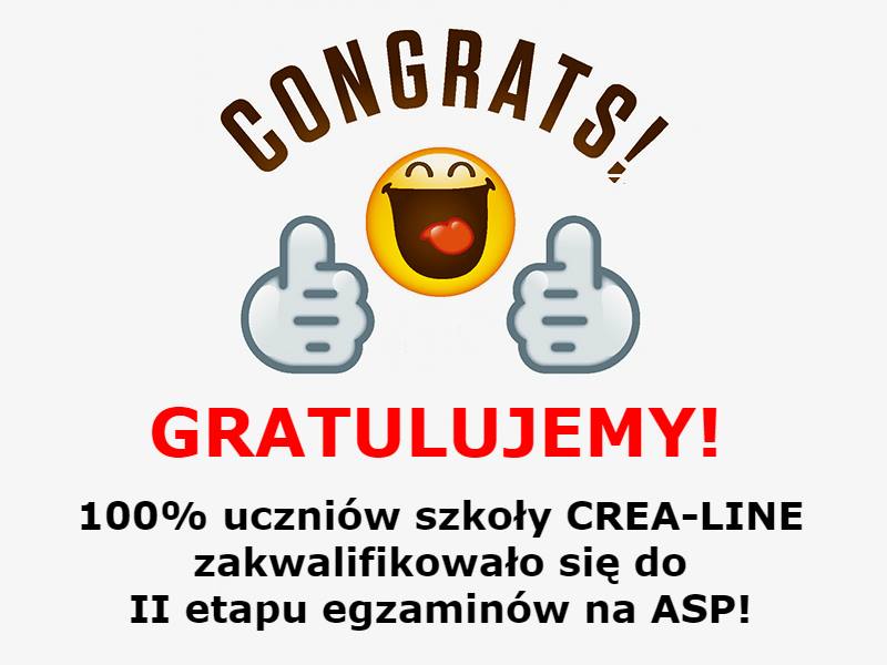 100% naszych uczniów zakwalifikowało się do 2 etapu egzaminów na ASP