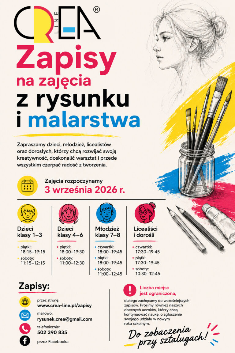 🎨 Zapisy na zajęcia z rysunku i malarstwa w Piasecznie na rok szkolny 2026/2027 już trwają!